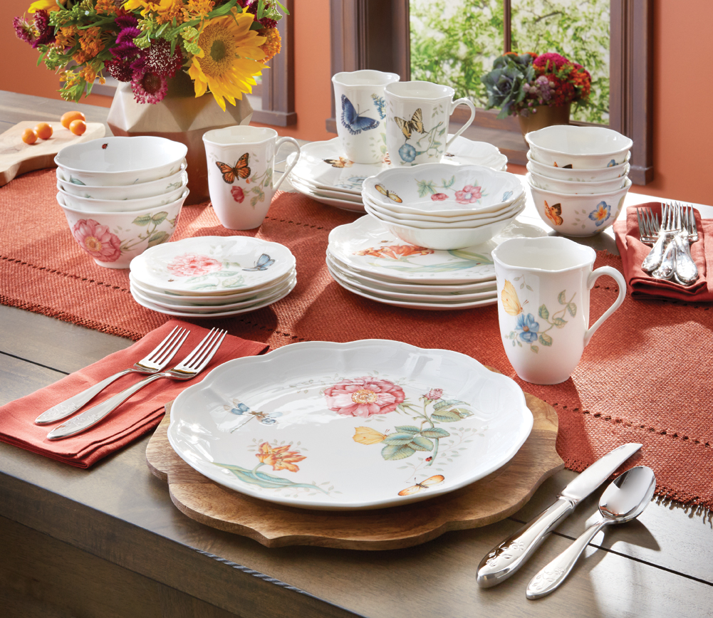 Lenox Butterfly Meadow Porcelain Butterfly Shaped Bowl In White Porcelain Body With Multi Color De 97421722